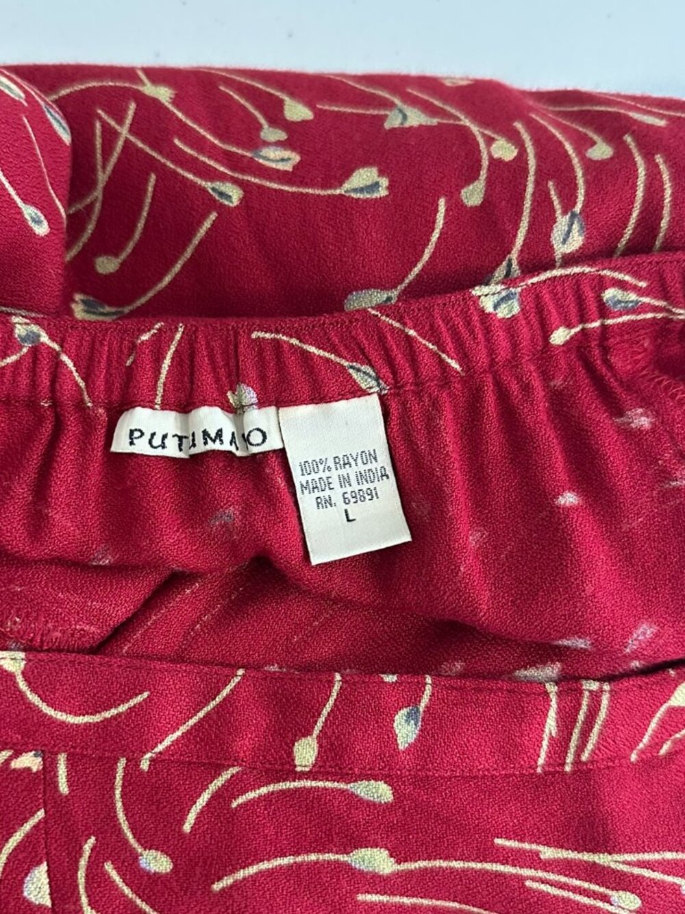 Vintage Putumayo Red Floral Maxi Skirt Women’s Large Boho Romantic 90s - Picture 5 of 8